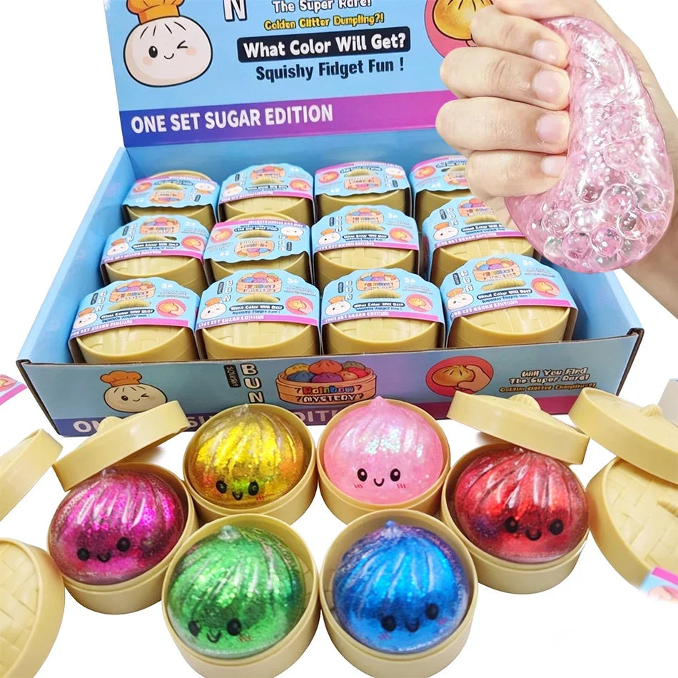 Glitter Squishy Fidget Dumpling – Sensory Stress Relief Toy