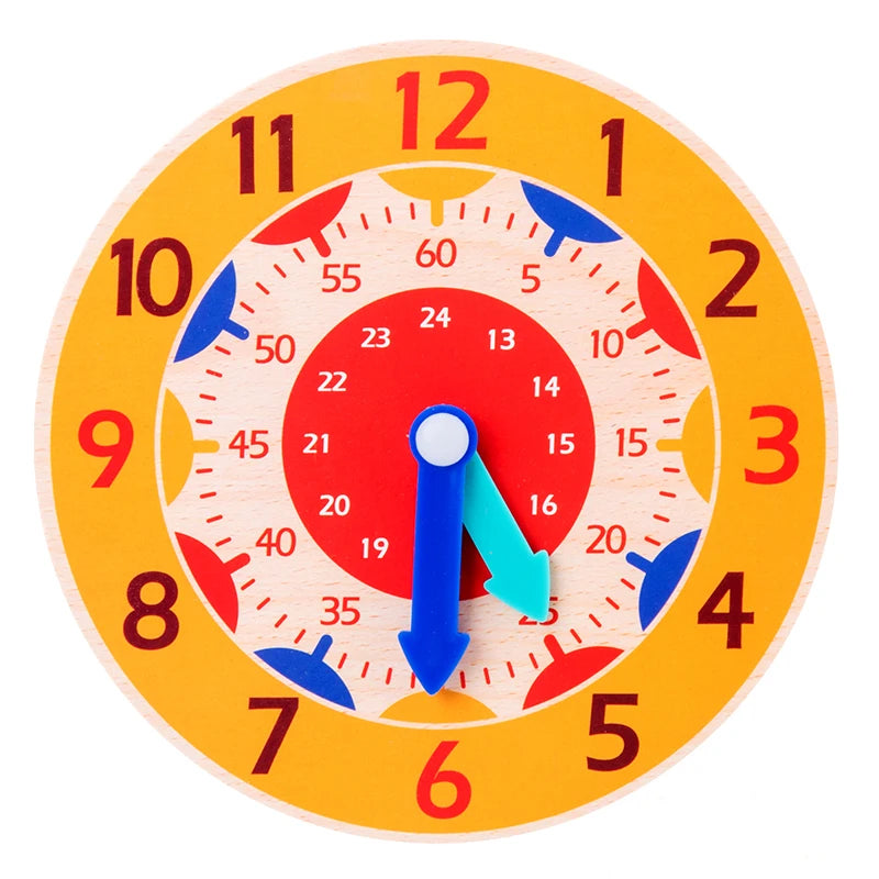 Wooden Montessori Clock Toy for Kids Learning Time