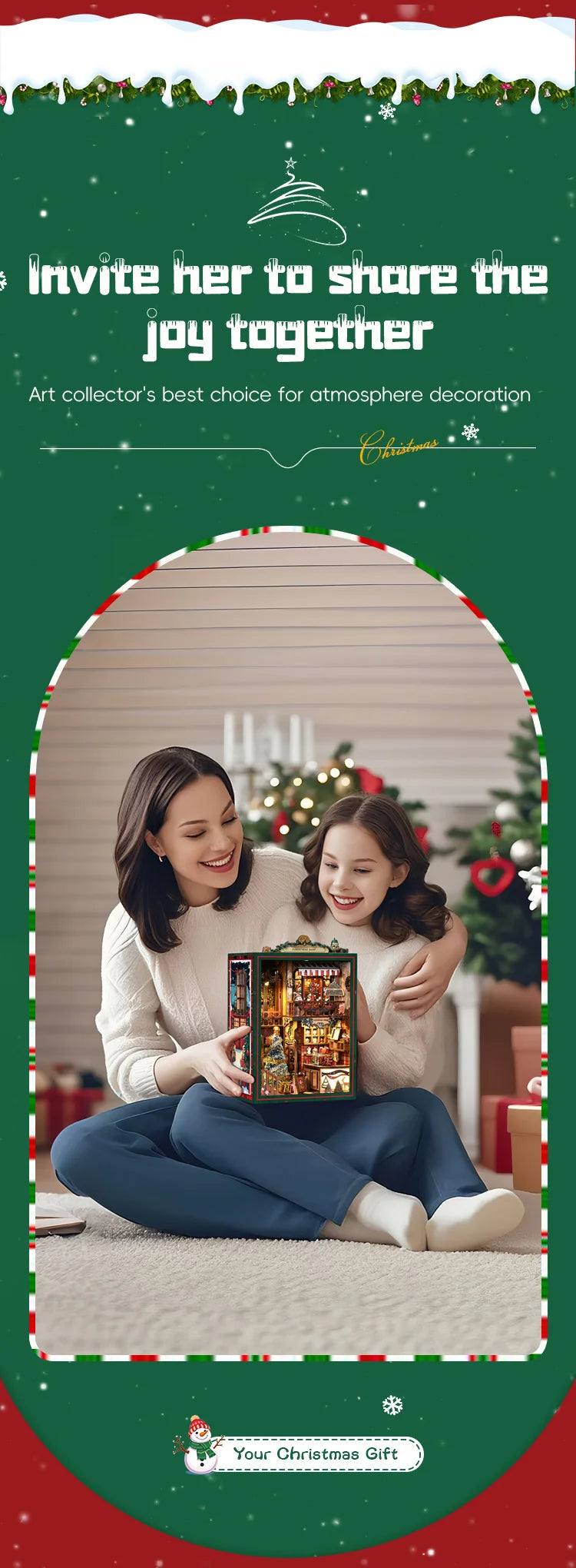 DIY Book Nook Kit – Christmas Shop Miniature Wooden Model with Lights