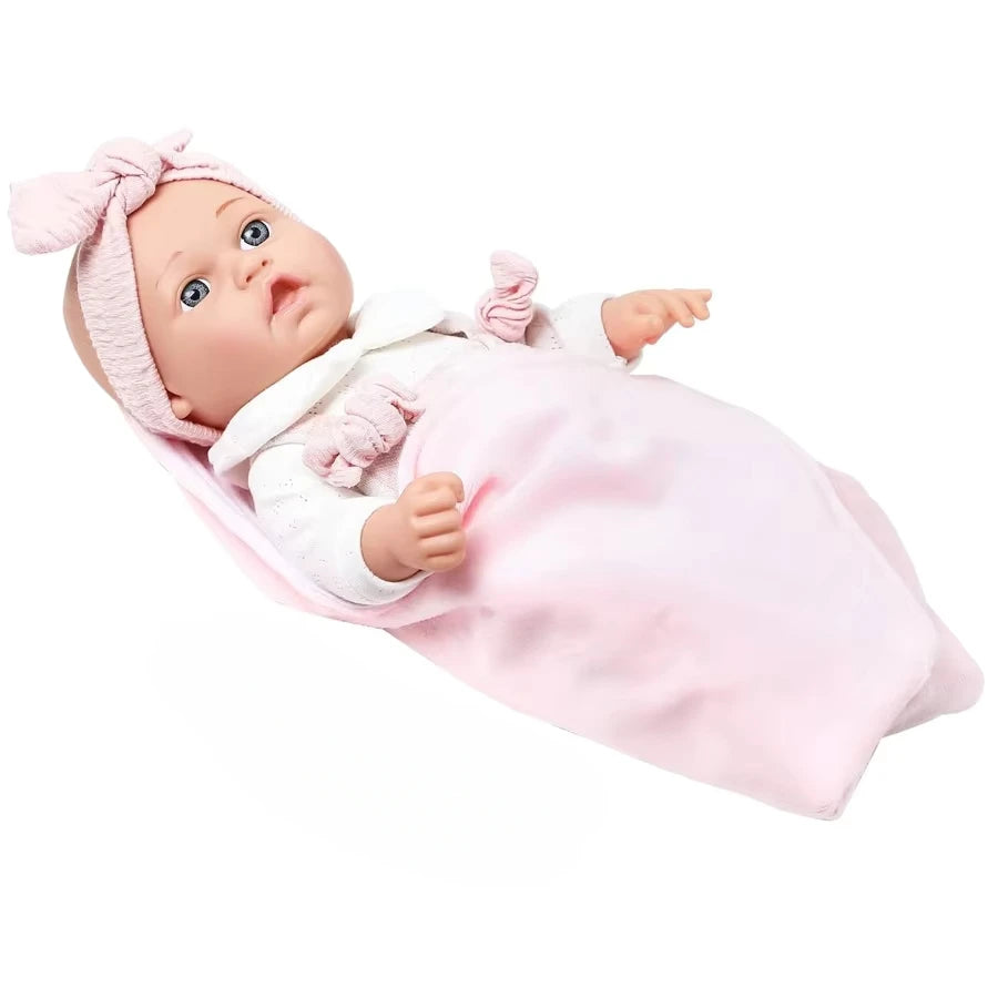 Lifelike 12" Reborn Baby Doll with Pink Outfit and Pacifier