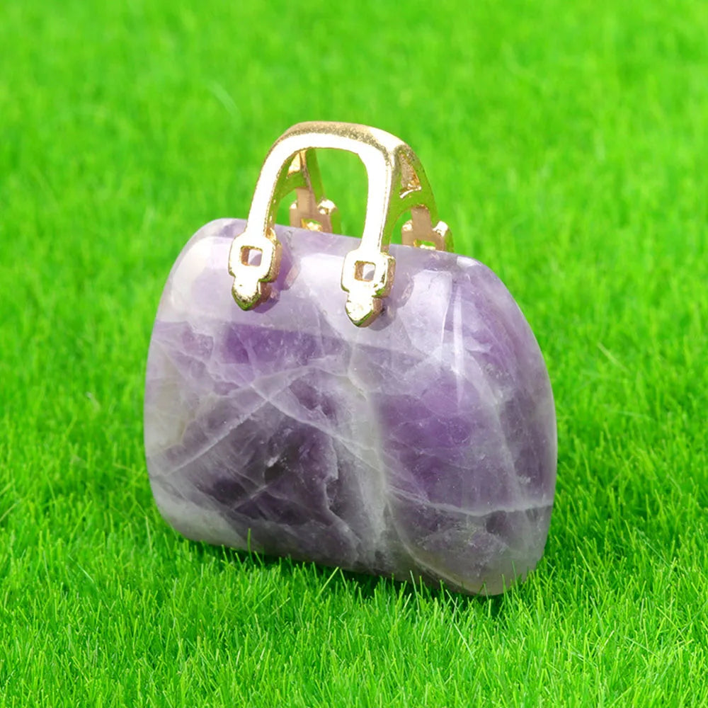 Mini Handbag-Shaped Crystal Agate Pendant for Jewelry Making