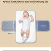 A portable waterproof baby diaper changing pad with a carry handle shown against a light background.