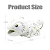 A white remote control chameleon toy is shown with dimensions of 13cm by 25cm.