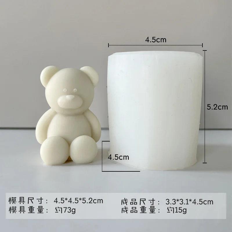 A white silicone candle mold shaped like a bear, used for DIY crafts.