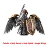 A figurine of a Paladin with an holy sword, holy shield, and angel wings.