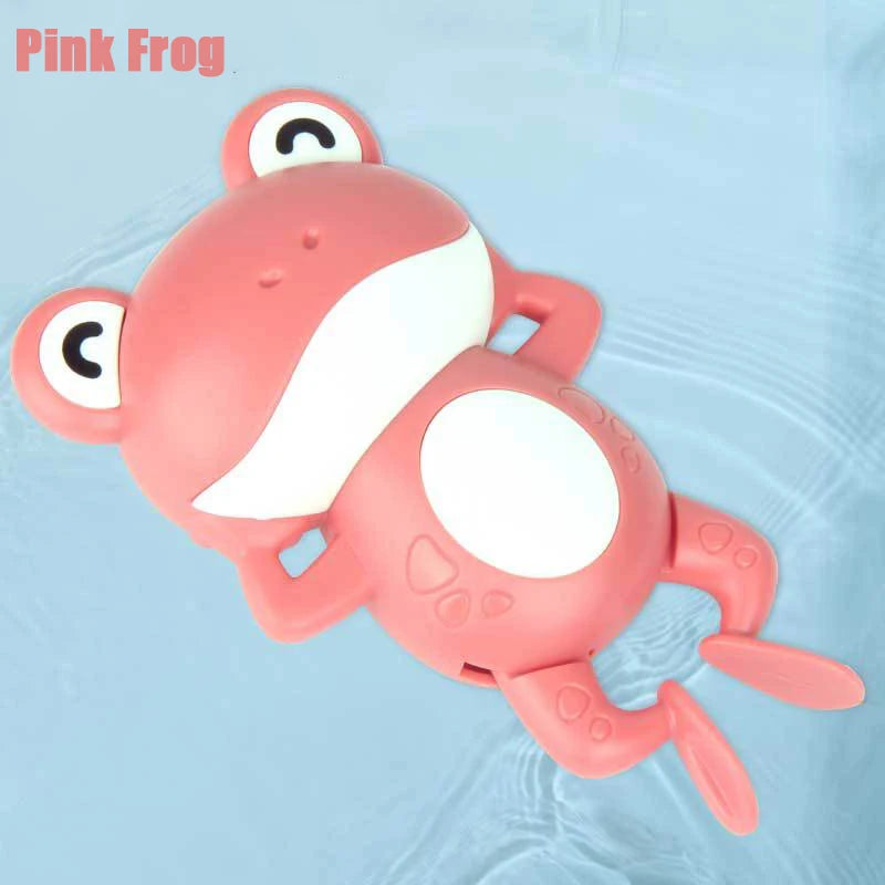 Pink frog bath time basketball hoop set with three balls for toddlers