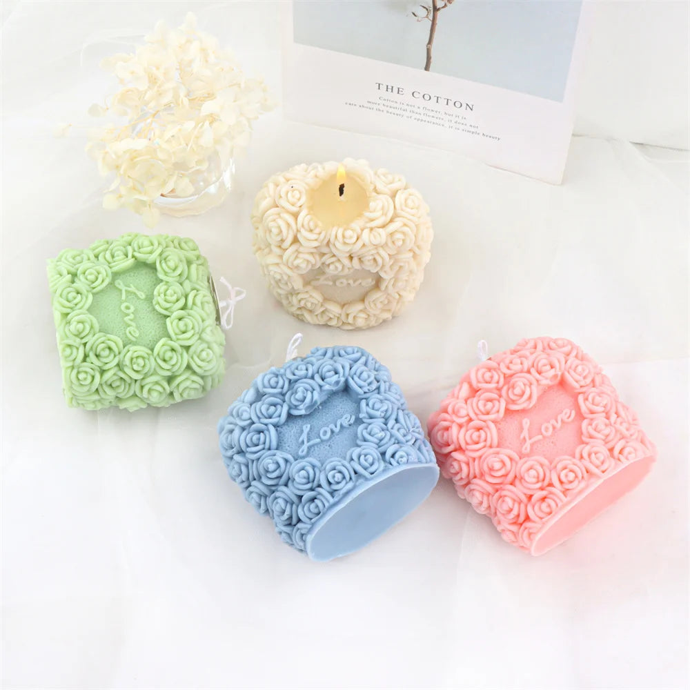 3D Rose Pillar Candle Silicone Mold for DIY Crafting