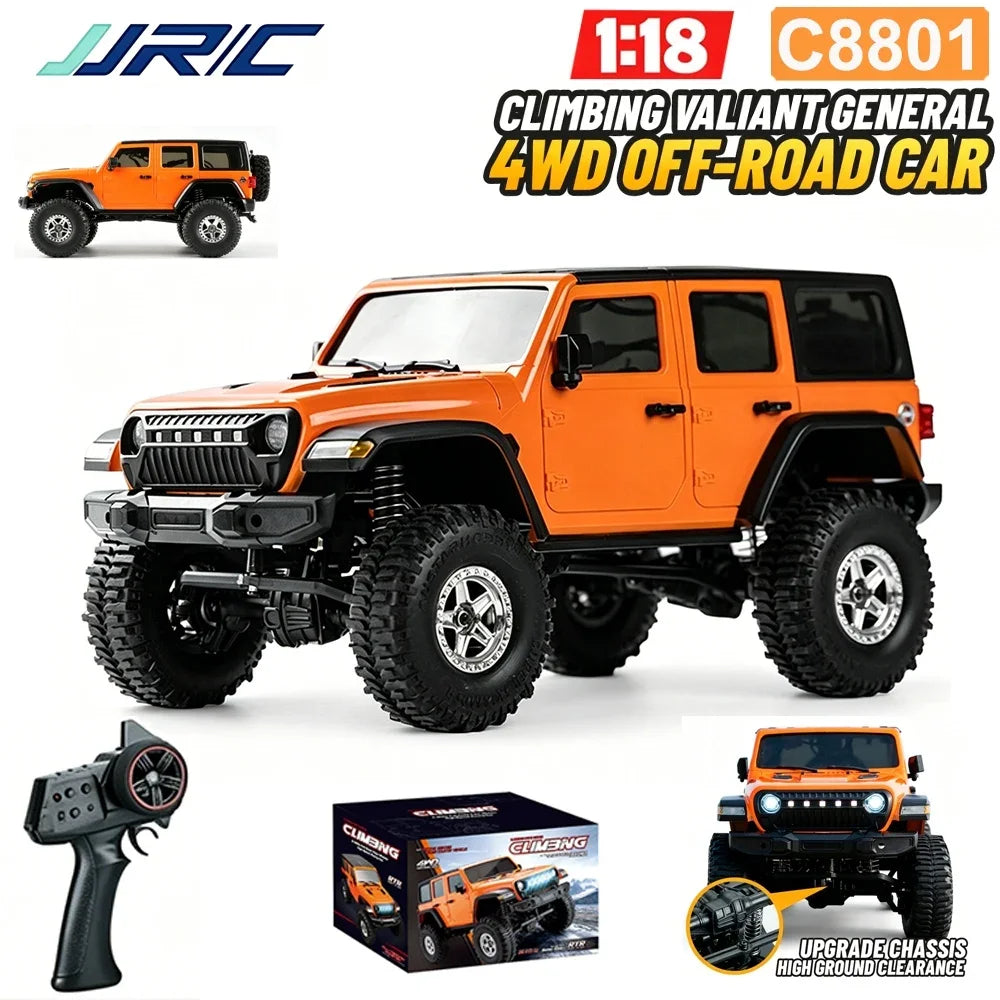 Orange 1:18 scale RC climbing variant general 4WD off-road car with accessories