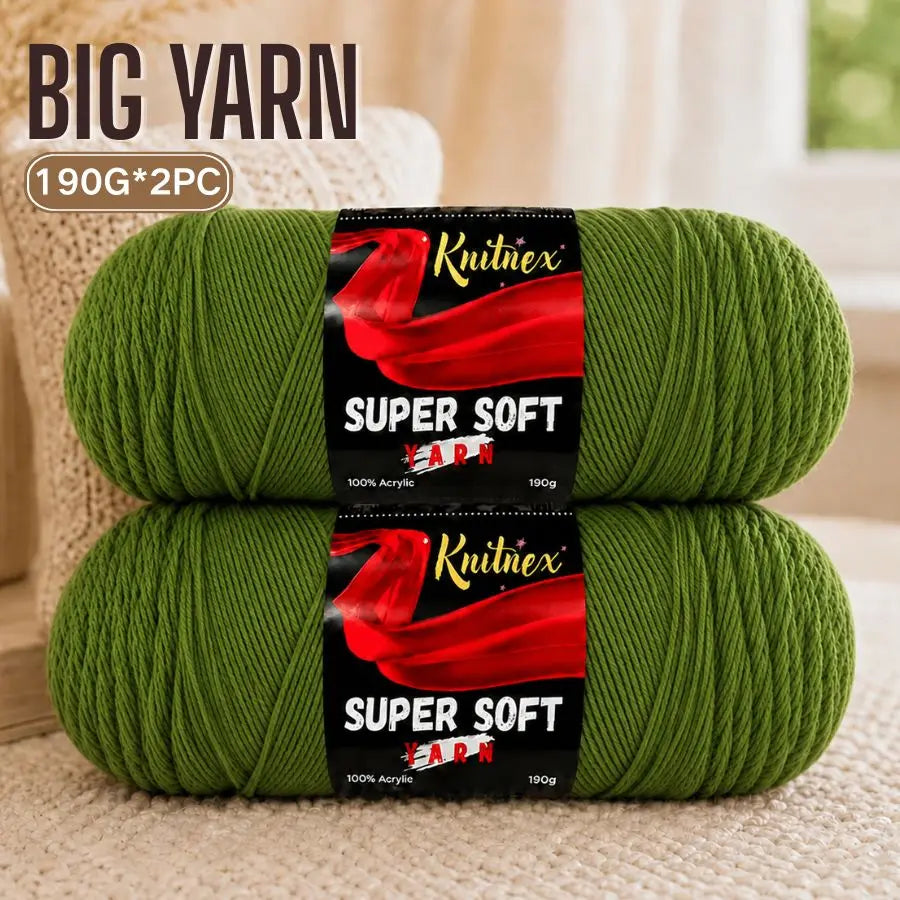 Two skeins of bright green super soft 100% acrylic yarn for knitting and crochet