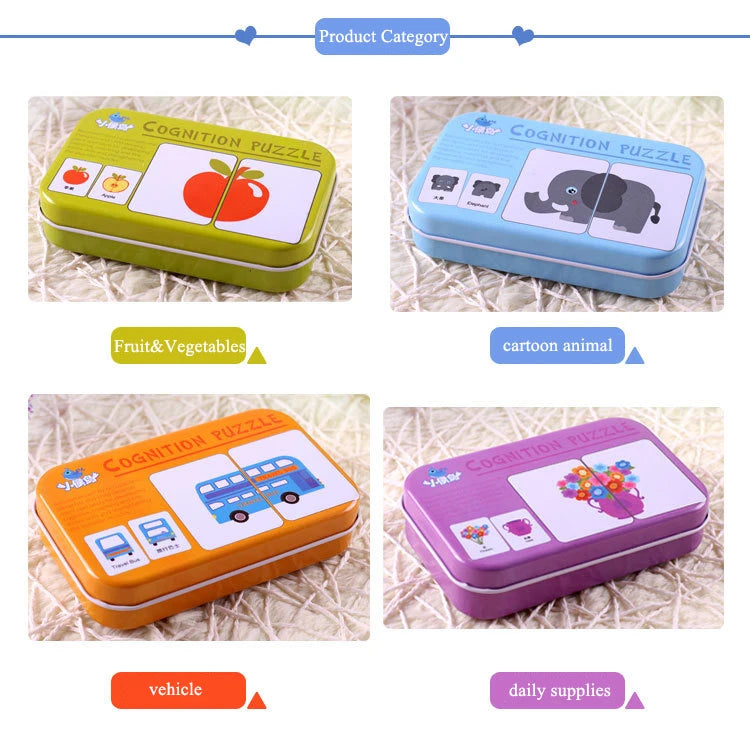 Montessori Wooden Animal Puzzle Set with Storage Box