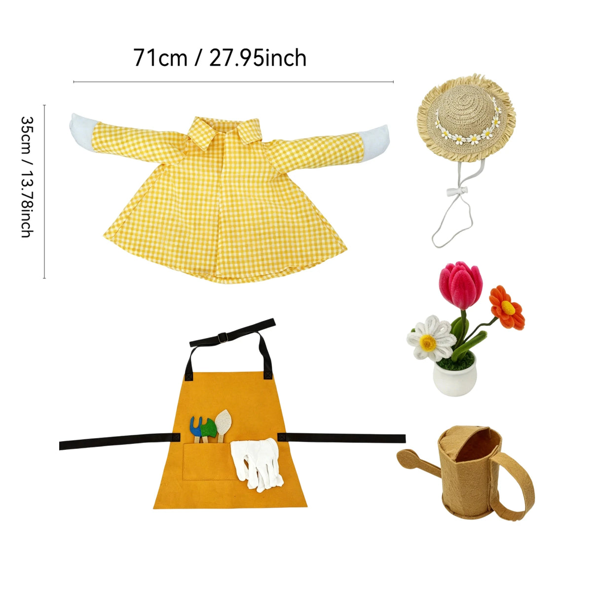 23-Inch Porch Goose Statue with Gardener Outfit and Accessories