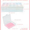 White diamond painting storage trays with lids and an organizer rack showing size dimensions.