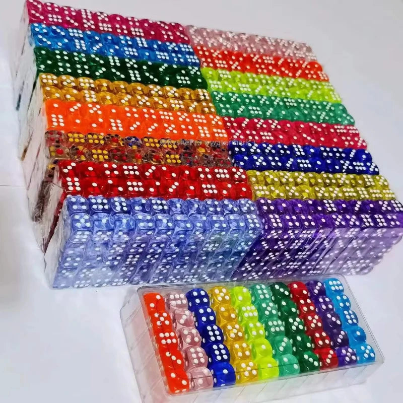 Acrylic Dice Set – 100 Colorful 14mm Dice for Games, Parties & Learning