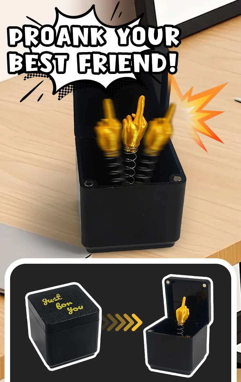 Middle Finger Surprise Gift Box - Funny Prank Toy for Desk & Gag Gifts