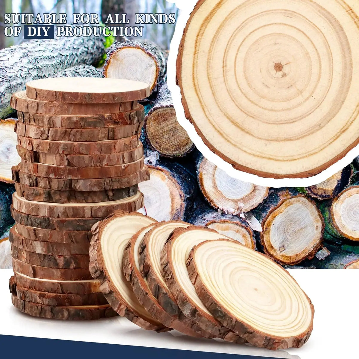 Natural Pine Wood Slices for DIY Crafts and Decor