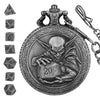 Metal Polyhedral Dice Set with Pocket Watch Case
