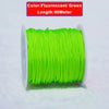 A spool of fluorescent green nylon knotting cord for jewelry making, 50 meters long.