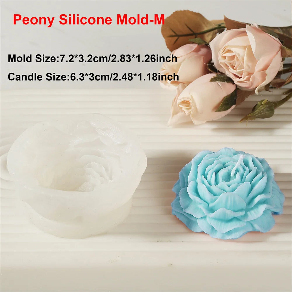 3D Peony Flower Silicone Mold for Candle, Resin & Soap Making