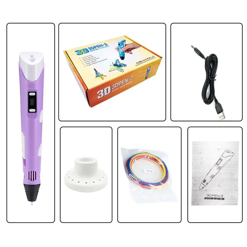 3D Printing Pen with LCD Screen and Adjustable Speed