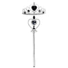A silver and diamond-encrusted crown and scepter set for a royal princess dress-up playset