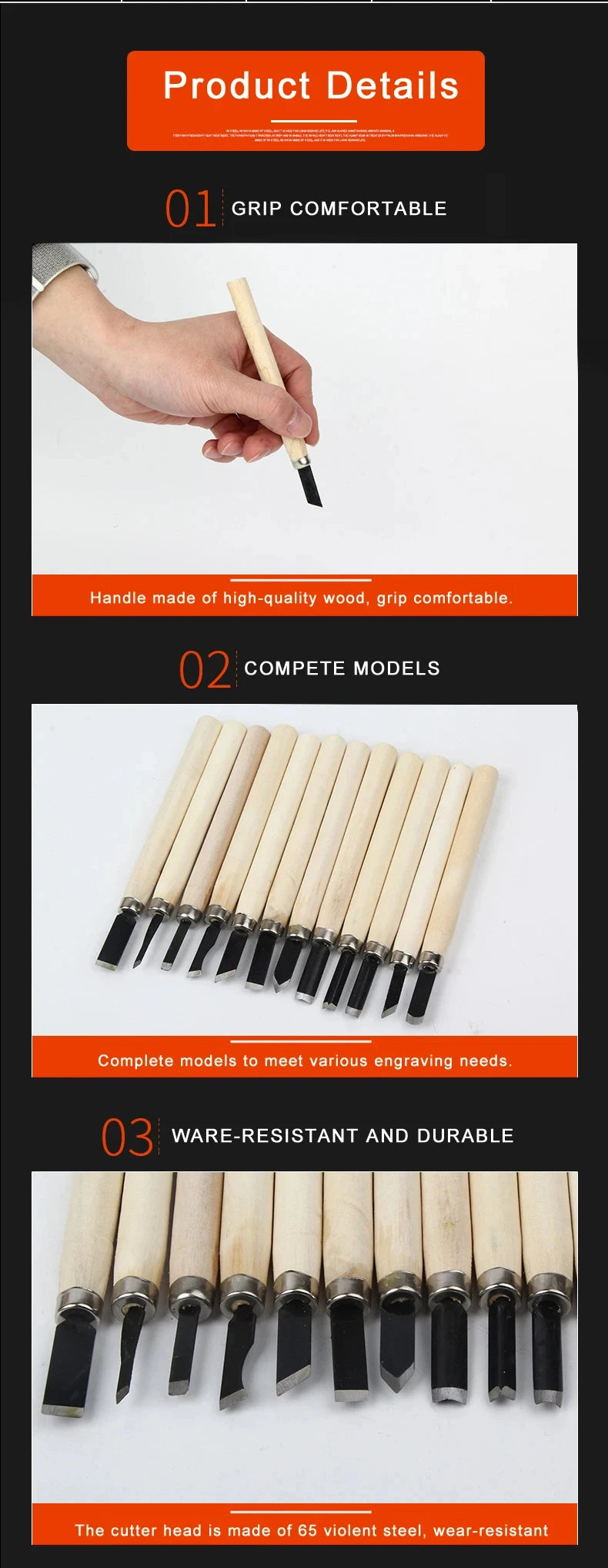 12-Piece Wood Carving Chisel Set for Precision and Detail Work