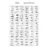 A grid of 30 temporary tattoos featuring various floral and nature designs for kids and adults.