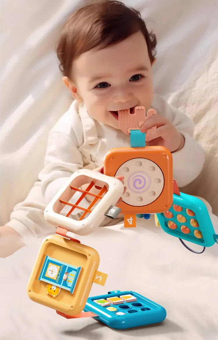 Sensory Folding Activity Cube for Toddlers – Montessori Busy Board Toy