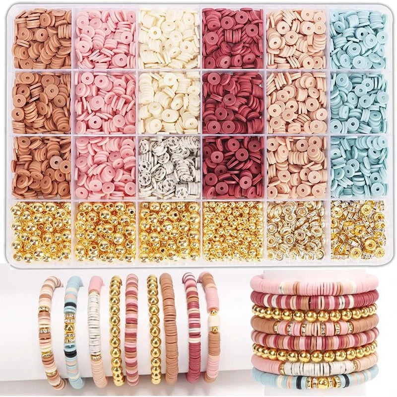 DIY Clay Bead Bracelet Making Kit with Golden Letter Beads