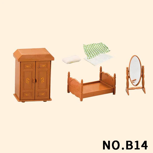 Forest Animal Miniature Dollhouse Furniture Set – 1/12 Scale Bedroom, Kitchen & Bathroom Decor