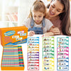 A child and woman look at a colorful Word Family Build Book and flash cards for early readers.
