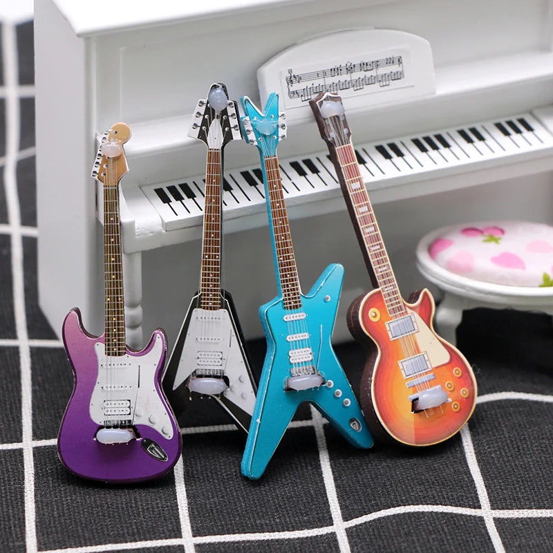Miniature Electric Guitar for Dollhouse Decor