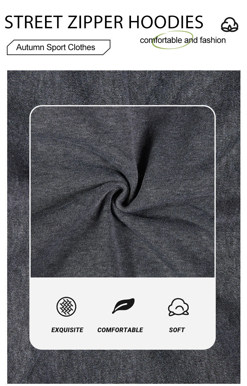 Close-up of a dark gray fabric texture for street zipper hoodies, highlighting its exquisite, comfortable, and soft qualities