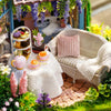 Wooden Dollhouse Kit with Furniture and Lighting