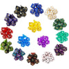 A collection of polyhedral dice in various colors and sizes for tabletop role-playing games