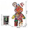 A building kit of an illuminated 3D bear made from micro diamond blocks.