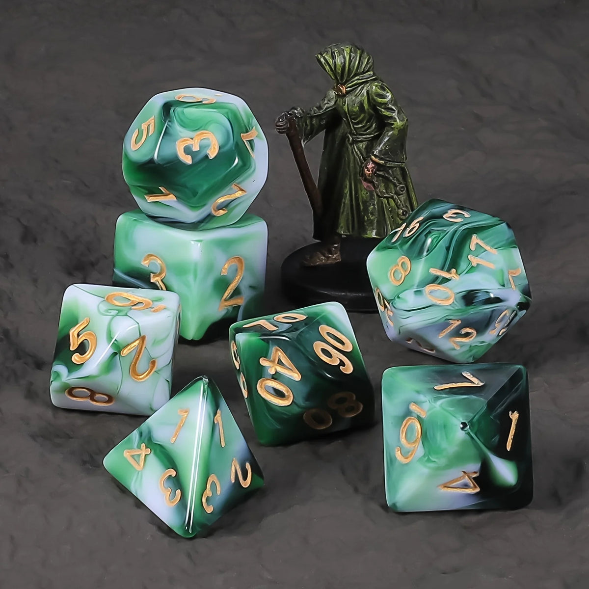 7-Piece Polyhedral Dice Set with Velvet Pouch for Tabletop RPGs