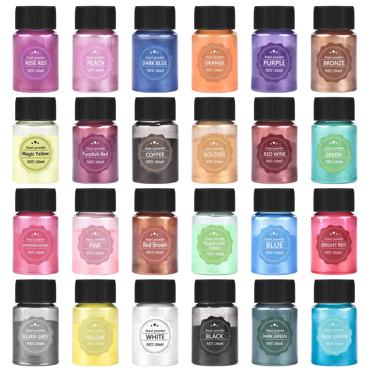 24-Color Mica Powder Set for Epoxy Resin, Soap, and Jewelry Crafting