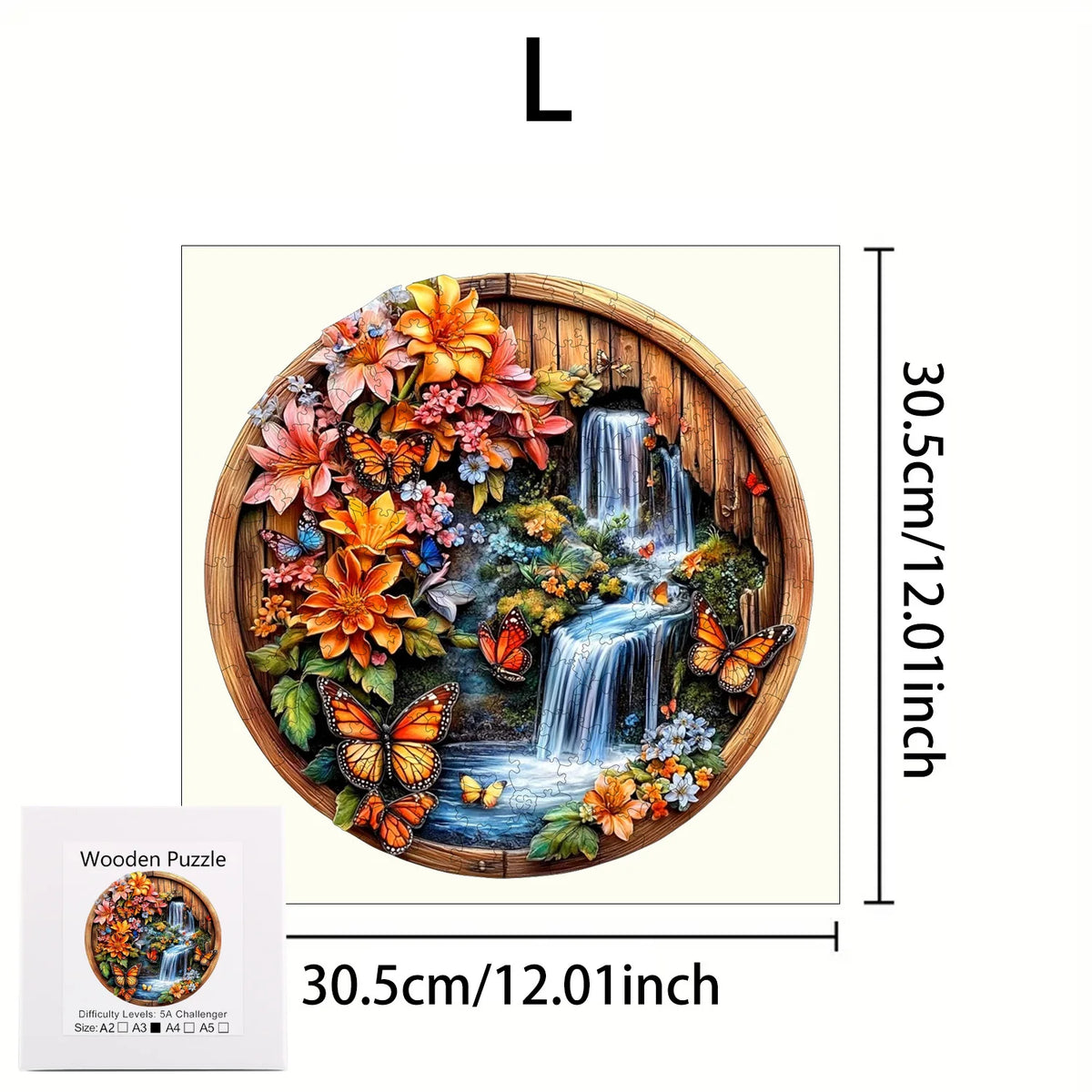 Premium Wooden Jigsaw Puzzle – Villa Peacock Owl Landscape