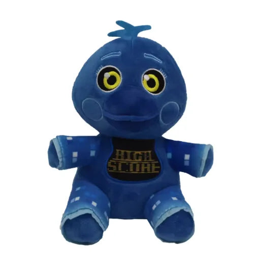 A blue plush toy resembling a character from Five Nights at Freddy's
