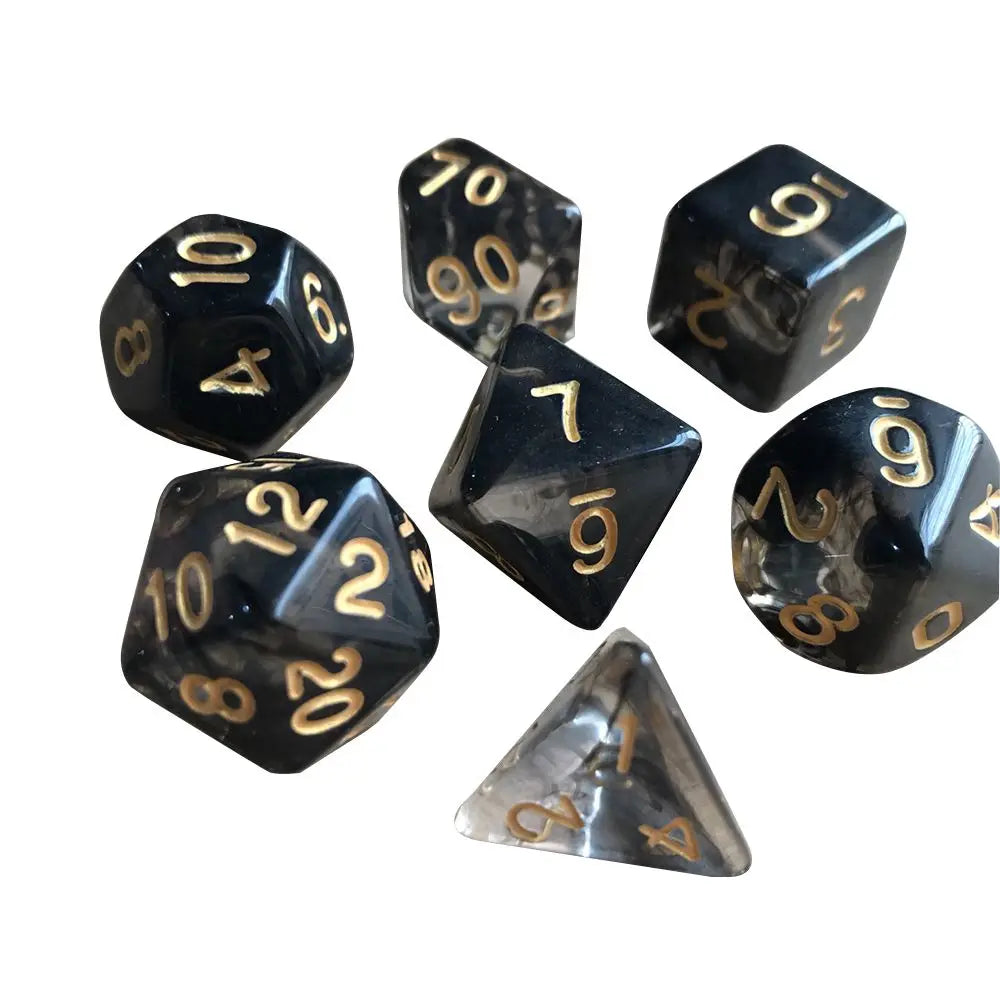 7-Piece Polyhedral Dice Set with Dual-Color Design for RPG and Tabletop Games