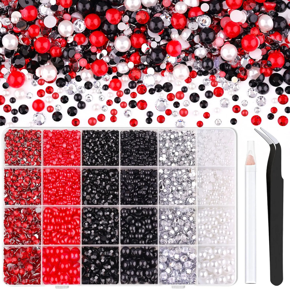 Flatback Pearls and Rhinestones Craft Kit – 14,000 Pieces, Mixed Sizes & Colors