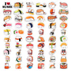 A collection of kawaii sushi decal stickers featuring various types of sushi rolls and ingredients.