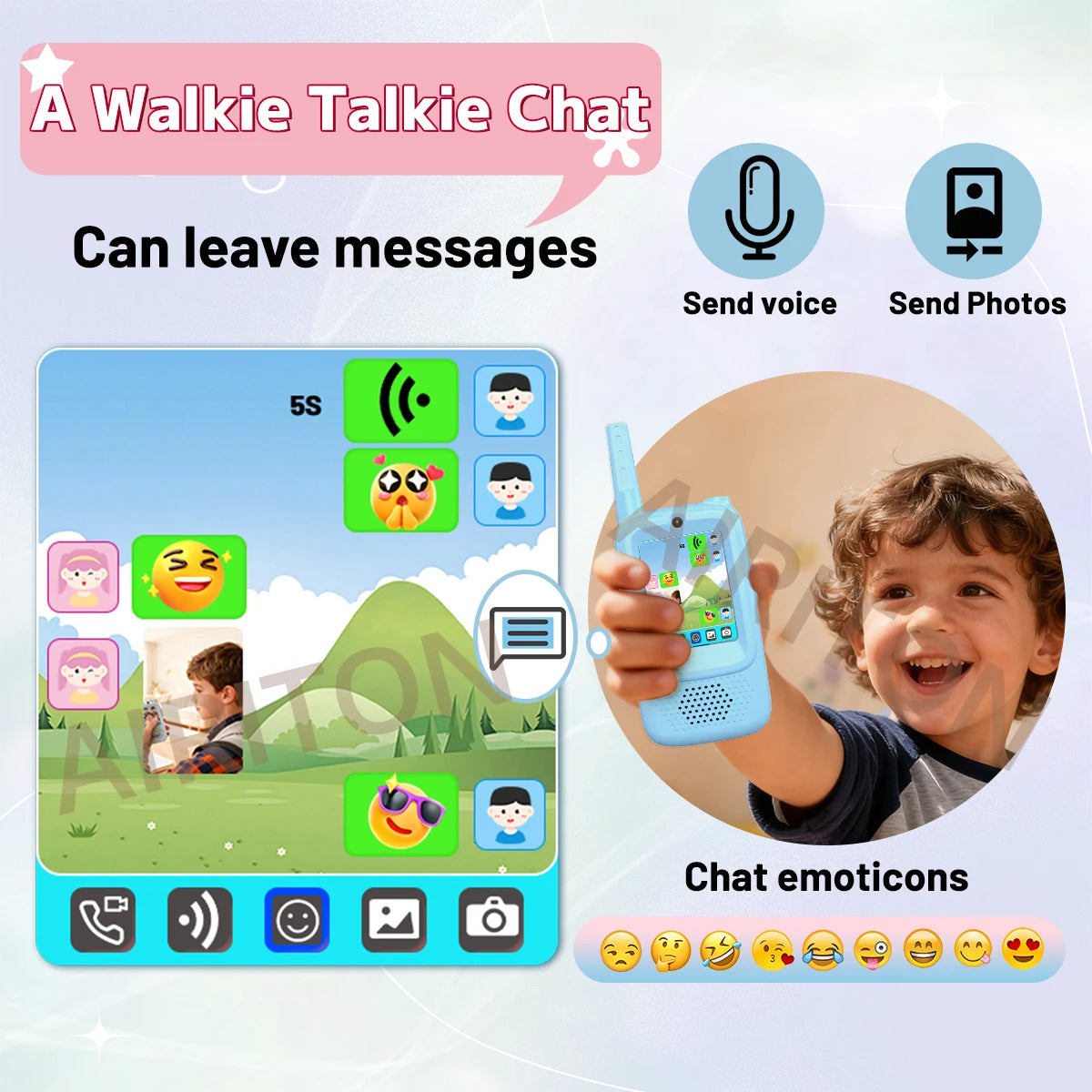 Kids' Video Walkie-Talkies with Voice, Emoji, and Photo Sharing