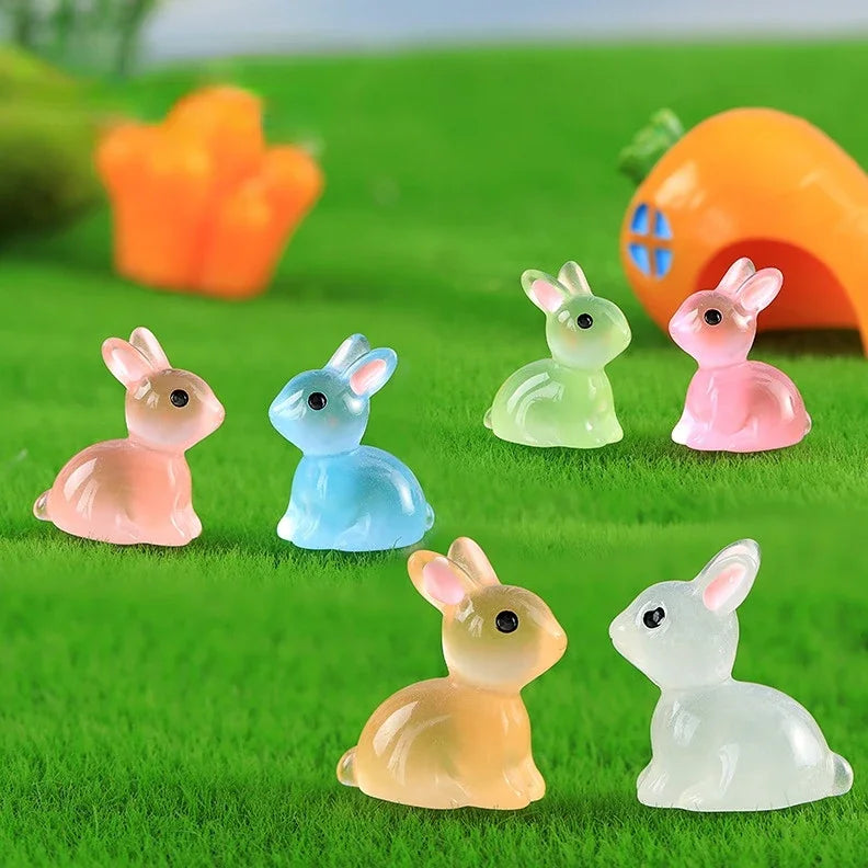 Glow-in-the-Dark Bunny Resin Figurines for Easter & Home Decor
