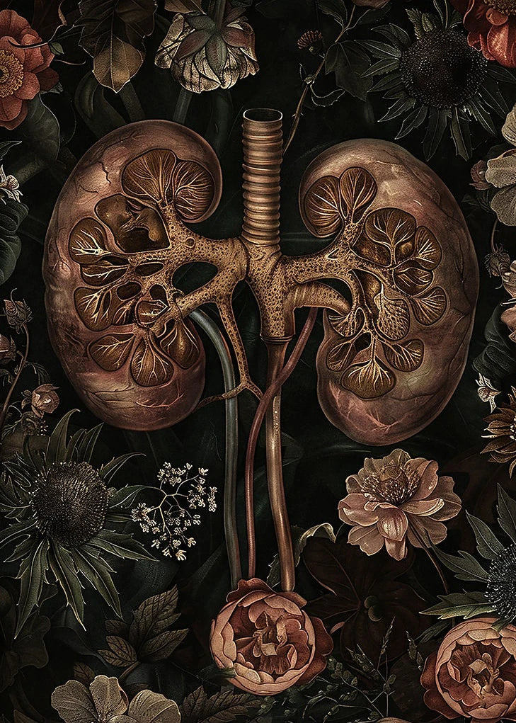 Dark Academia Anatomical Heart Canvas Art with Botanical Fragrance