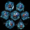 Dragon Eye Resin Dice Set with Liquid Core - 7 Polyhedral Dice for RPG Gaming