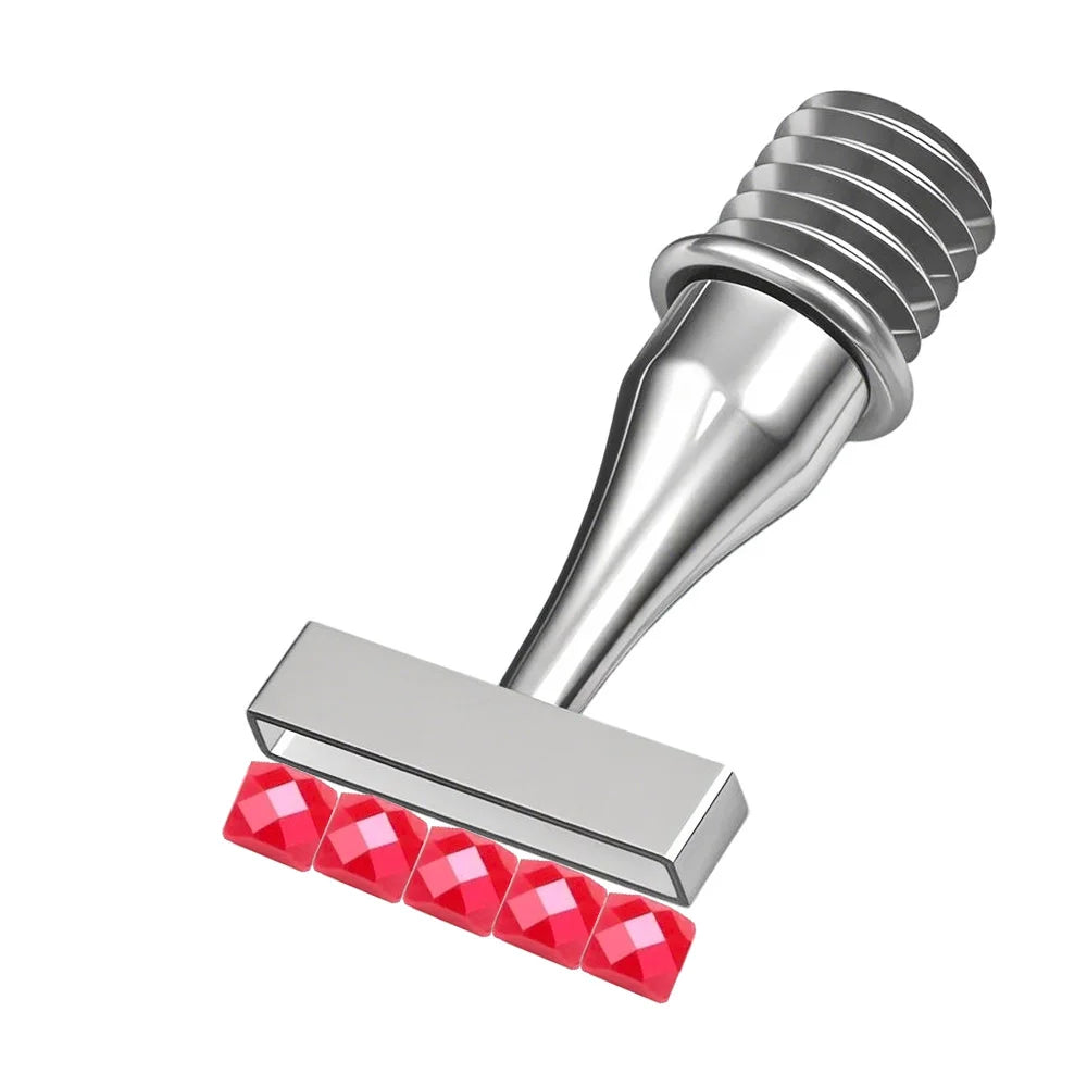 Ergonomic resin diamond art pen with interchangeable stainless steel tips and red gems