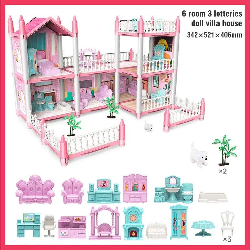 Dream Villa Dollhouse Playset with Furniture for Kids