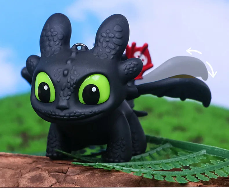 Movable-Wing Toothless & Light Fury Keychain Charm