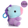 A small, fluffy purple and light blue plush keychain featuring an elephant design.